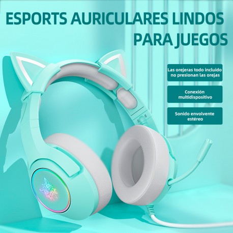 ONIKUMA K9 Elite Stereo Gaming Headset with Cat Ears for PS4, Xbox, PC and Switch Green