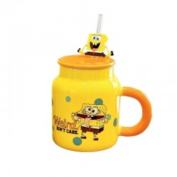 Bob Esponja - Taza con Popote y tapa