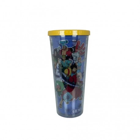 Vaso con popote - One Piece Mugiwara Wano